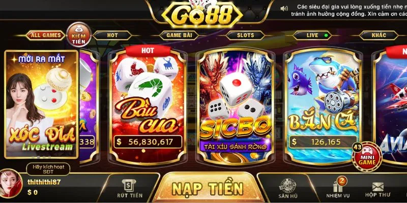 Chơi game bầu cua tôm cá dễ dàng tại Go88