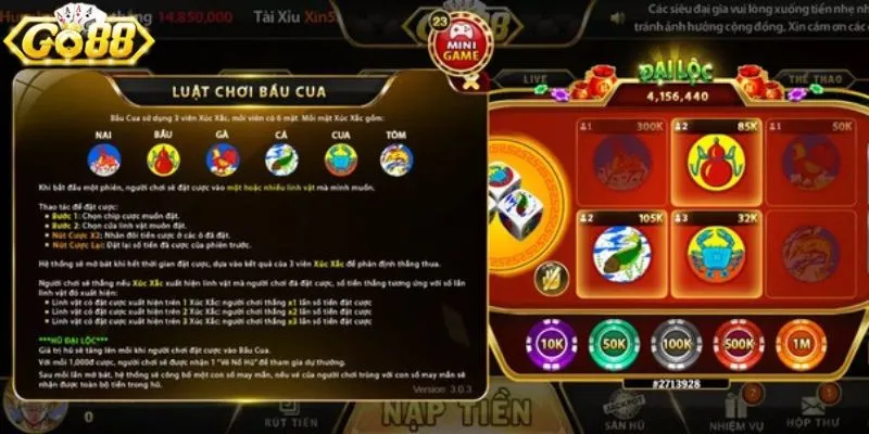 Tìm hiểu kỹ luật chơi bầu cua Go88 và đặt cược